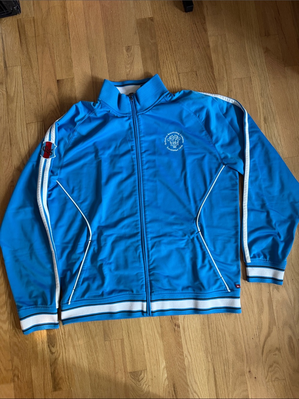Quiksilver Men’s XL Blue Full Zip Track Jacket Equestrian Embroidered